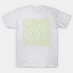 Watercolor Floral Vines Pattern - Periwinkle & Chartreuse T-Shirt